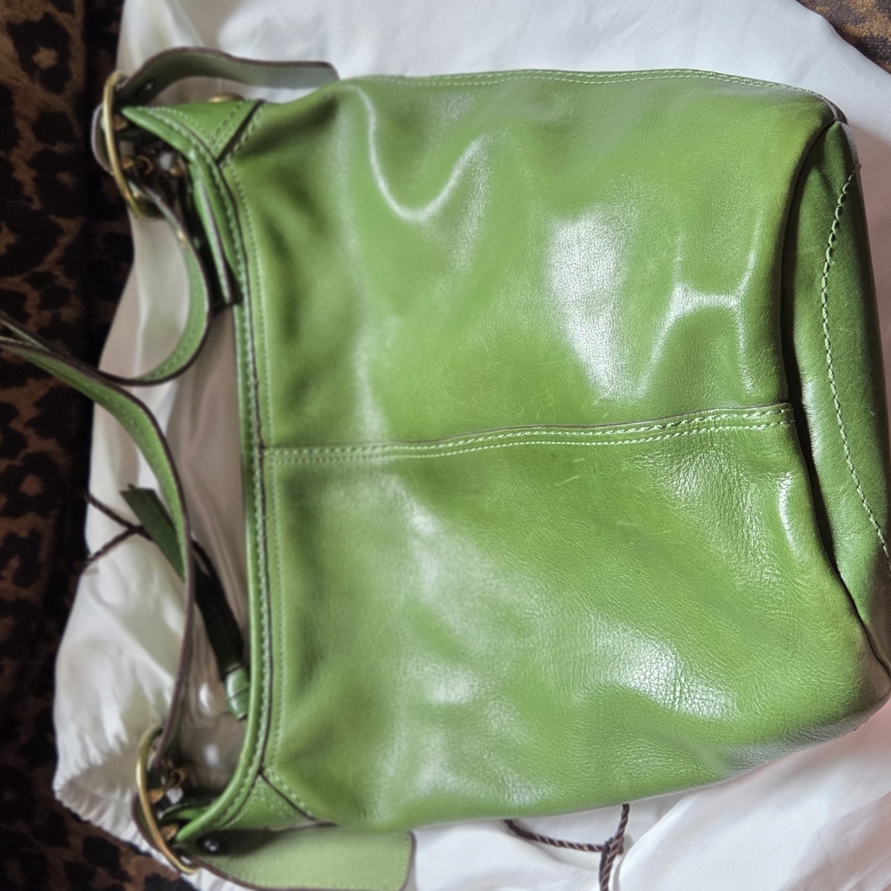 Coach Bleeker Bucket Green Leather Crossbody Bag